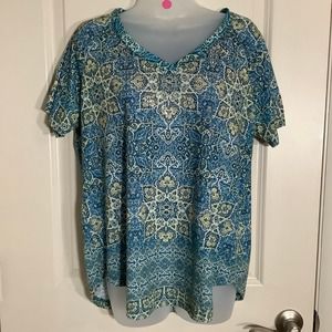 Gloria Vanderbilt T Shirt Size Petite Large Rhinestone Detail V Neck